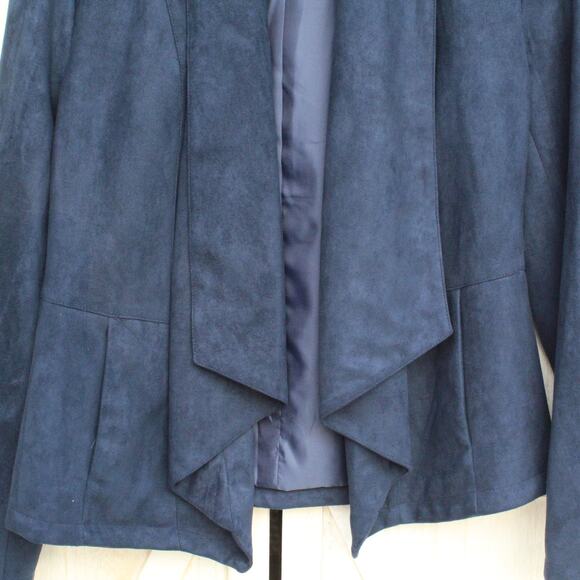 V Cristina Vegan Suede Draped Open Front Jacket L - Picture 3 of 7